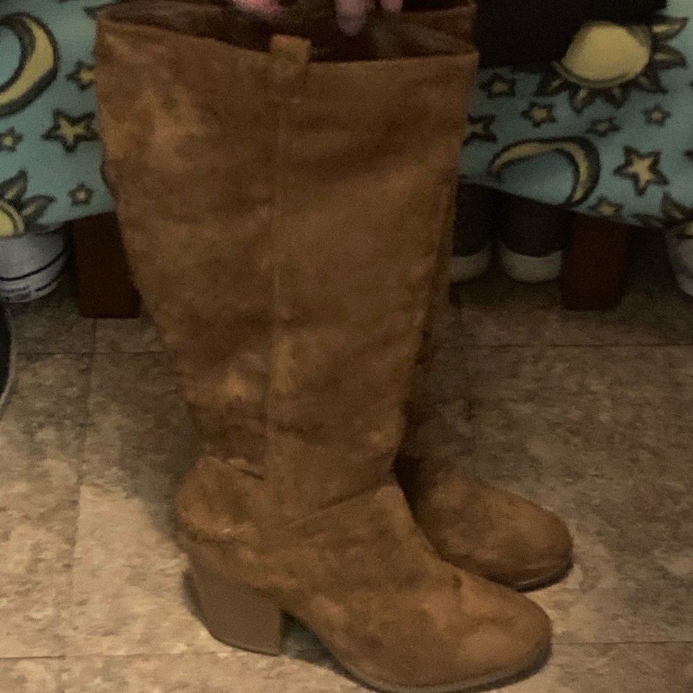 Suede high heel boots